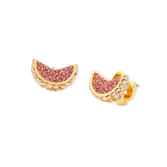 $58 Kate Spade Fruit Salad Pave Grapefruit Gold Pink mini Stud Earrings - Picture 1 of 6